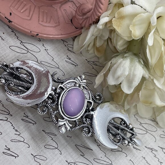 Festival Double Silver Purple Half crescent Moon magic Spell Love Hair Clip Comb - Picture 4 of 12